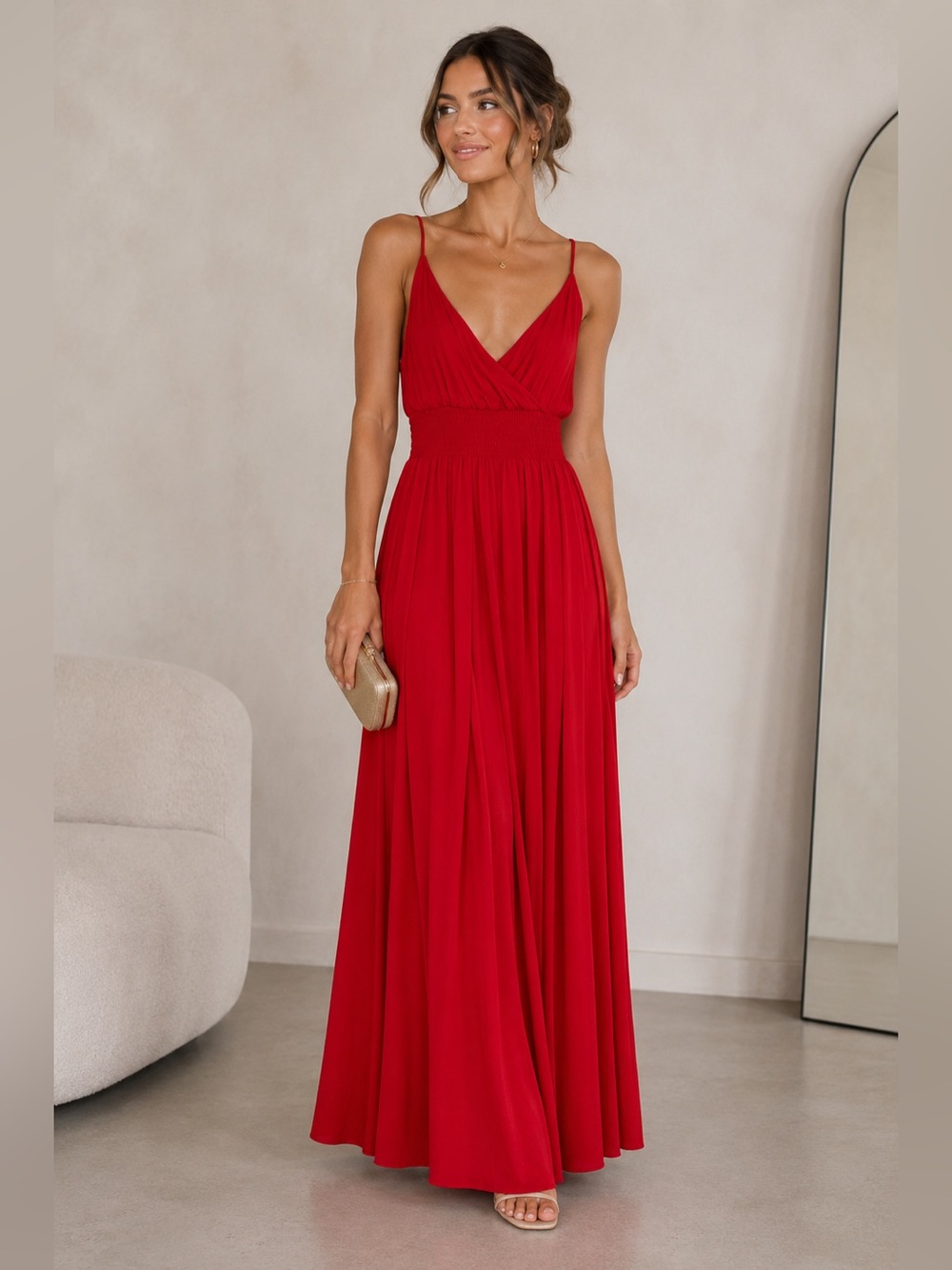 West Kei Red Pleated Cocktail Sundress